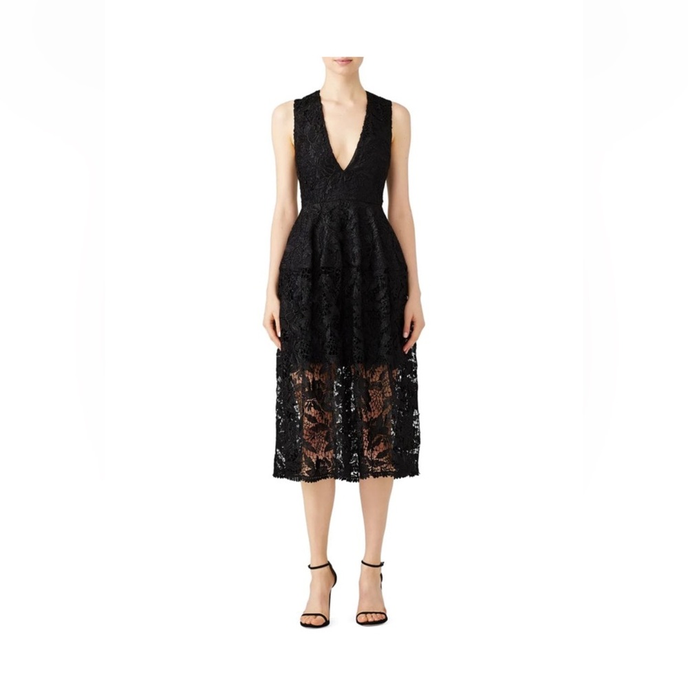 Elegant Black Lace Midi Dress